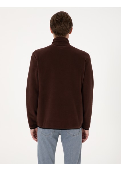 Erkek Kahverengi Regular Fit Yarım Fermuarlı Polar Sweatshirt 50314056-VR029 indirimleri
