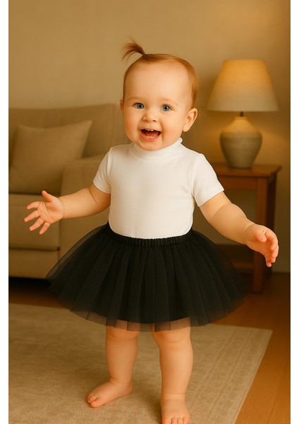 Siyah Kız Bebek Prenses Doğum Günü Tütü Etek