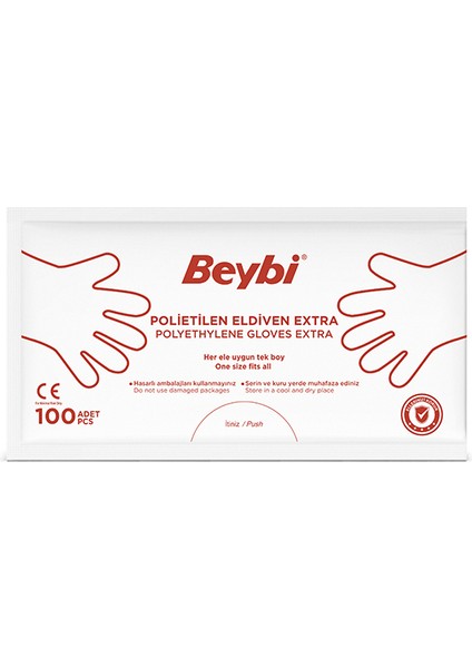 Pet (Polietilen) Eldiven Extra 9 Gr- 100'LÜK Poşet 12 Adet