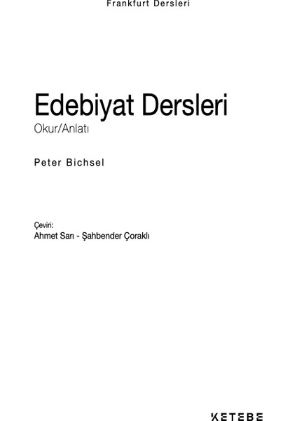 Edebiyat Dersleri - Peter Bichsel modelleri