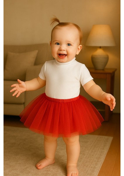 Kırmızı Kız Bebek Prenses Doğum Günü Tütü Etek