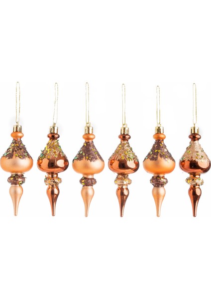 Yılbaşı Süsü 6'lı Pullu Konik Bronz 10 cm
