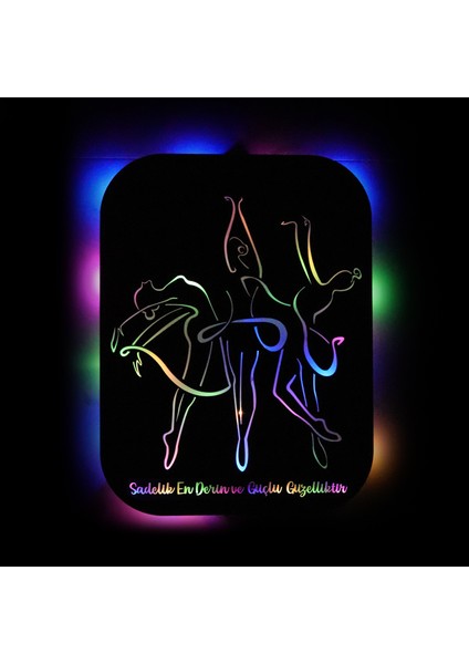 LED Işıklı Kişiselleştirilebilir Kadın Temalı Tablo Dans Eden Kızlar Dekoratif Gece Lambası
