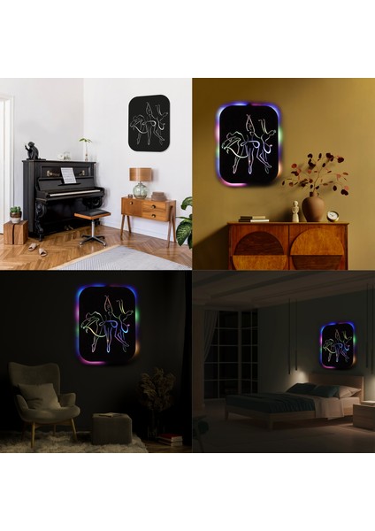 LED Işıklı Kişiselleştirilebilir Kadın Temalı Tablo Dans Eden Kızlar Dekoratif Gece Lambası indirimleri