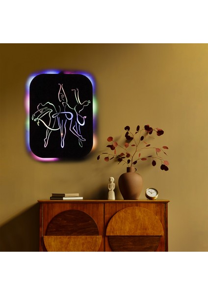 LED Işıklı Kişiselleştirilebilir Kadın Temalı Tablo Dans Eden Kızlar Dekoratif Gece Lambası