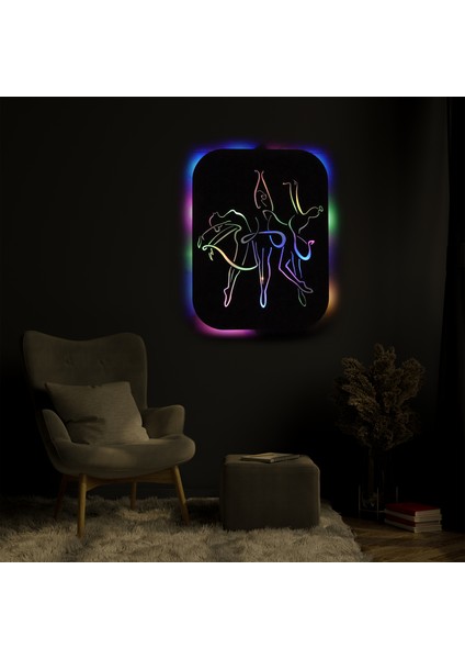 LED Işıklı Kişiselleştirilebilir Kadın Temalı Tablo Dans Eden Kızlar Dekoratif Gece Lambası
