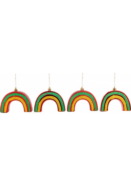 Yılbaşı Süsü 4'lü Gökkuşağı Kırmızı 8 cm