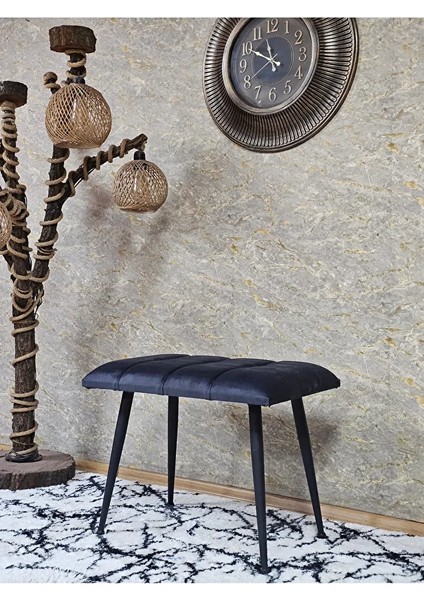 Siyah Sivriltmel Ayaklı 60 cm Puf Bench - Puf - Bench - Oturak - Mutfak Oturağı - Antre Oturağı Füme Renk 60 x 40 Boyut/ebat