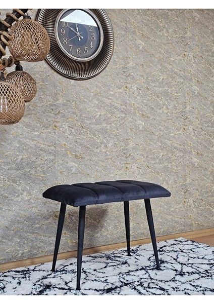 Siyah Sivriltmel Ayaklı 60 cm Puf Bench - Puf - Bench - Oturak - Mutfak Oturağı - Antre Oturağı Füme Renk 60 x 40 Boyut/ebat modelleri