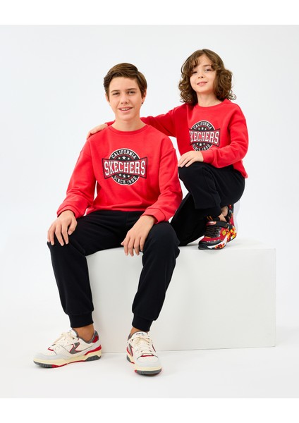 B Crewneck Sweatshirt Büyük Erkek Çocuk Kırmızı Sweatshirt SK2520017-3449