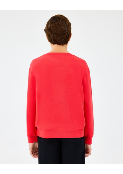 B Crewneck Sweatshirt Büyük Erkek Çocuk Kırmızı Sweatshirt SK2520017-3449 modelleri