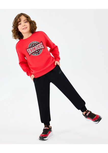 B Crewneck Sweatshirt Büyük Erkek Çocuk Kırmızı Sweatshirt SK2520017-3449 fırsatları
