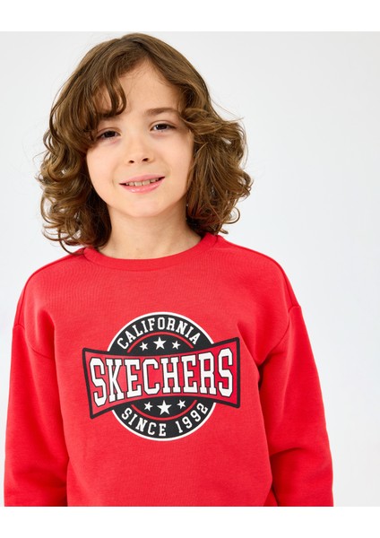 B Crewneck Sweatshirt Büyük Erkek Çocuk Kırmızı Sweatshirt SK2520017-3449 indirimleri