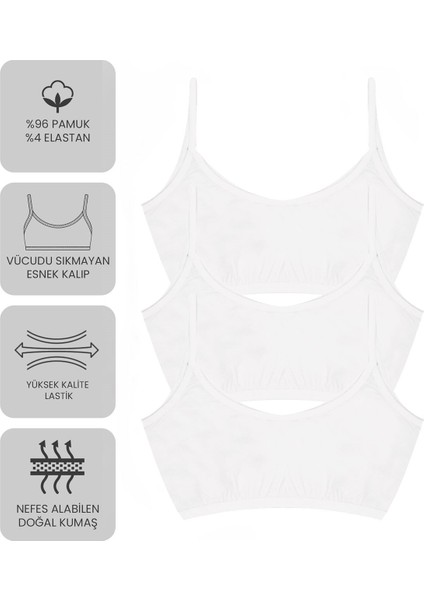 Premium 6’lı Kız Çocuk Alıştırma Sütyen - Hediye Kutulu, Pamuklu Kumaş, Ultra Yumuşak, Esnek ve Etiketsiz Yapı, Şık ve Konforlu Bustiyer modelleri