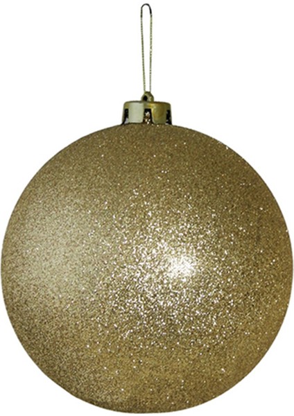 Yılbaşı Süsü Simli Mat Top Şampanya 25 cm