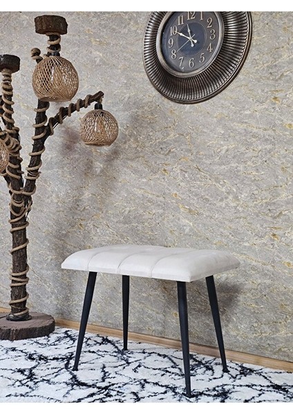 Siyah Sivriltmel Ayaklı 60 cm Puf Bench - Puf - Bench - Oturak - Mutfak Oturağı - Antre Oturağı Krem Renk 60 x 40 Boyut/ebat
