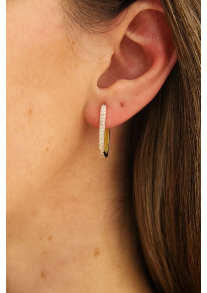 14 Ayar Altın Taşlı Küpe