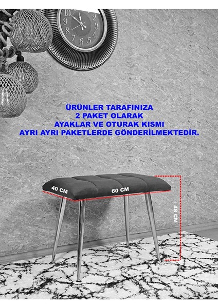 Siyah Sivriltmel Ayaklı 60 cm Puf Bench - Puf - Bench - Oturak - Mutfak Oturağı - Antre Oturağı Krem Renk 60 x 40 Boyut/ebat indirimleri