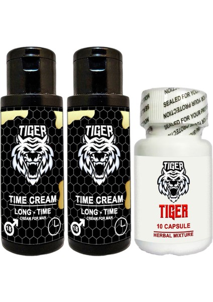 2 Ad. 60 ml Krem + 1 Ad. Tiger 10LU Caps Gecikmenize Büyütmenize Ereksiyonunuza Red Ginsengli Tongkatlı Set
