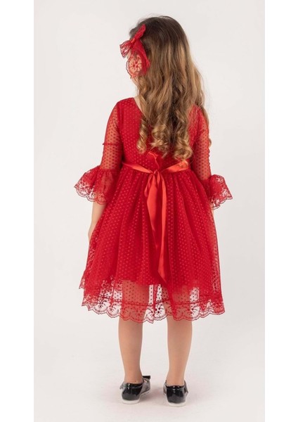Rengarenk Fransız Dantel Tokalı Kız Çocuk Elbise modelleri