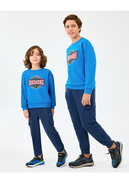 B Crewneck Sweatshirt Büyük Erkek Çocuk Neonblue Sweatshirt SK2520017-3573
