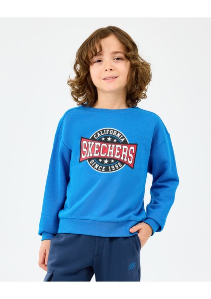 B Crewneck Sweatshirt Büyük Erkek Çocuk Neonblue Sweatshirt SK2520017-3573 fiyatları