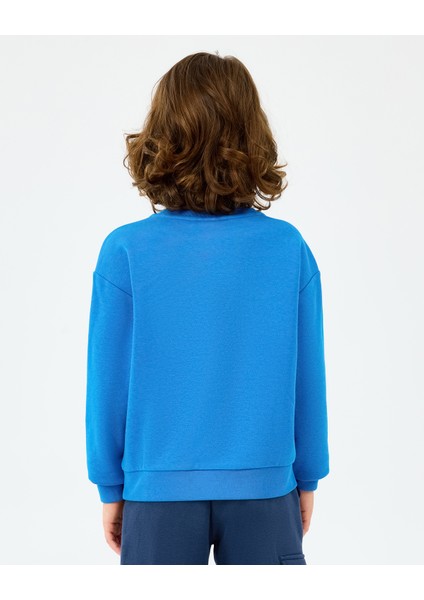 B Crewneck Sweatshirt Büyük Erkek Çocuk Neonblue Sweatshirt SK2520017-3573 modelleri