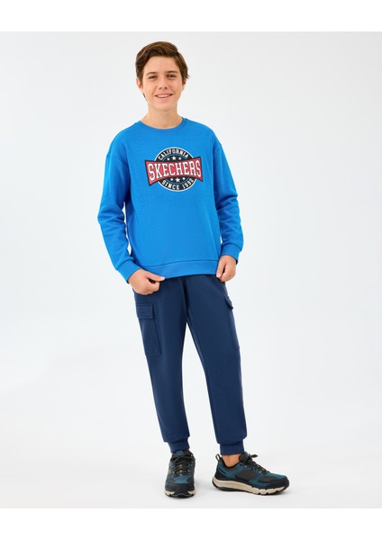 B Crewneck Sweatshirt Büyük Erkek Çocuk Neonblue Sweatshirt SK2520017-3573 fırsatları