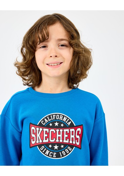 B Crewneck Sweatshirt Büyük Erkek Çocuk Neonblue Sweatshirt SK2520017-3573 indirimleri