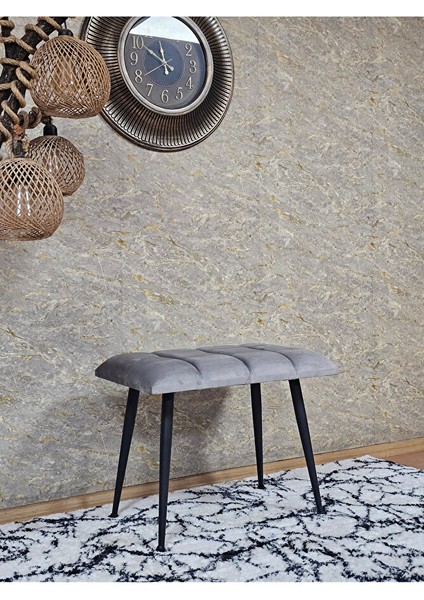 Siyah Sivriltmel Ayaklı 60 cm Puf Bench - Puf - Bench - Oturak - Mutfak Oturağı - Antre Oturağı Gri Renk 60 x 40 Boyut/ebat modelleri