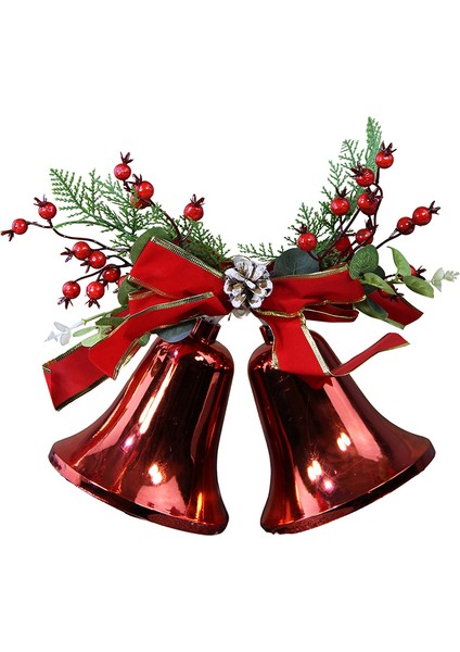 Yılbaşı Süsü Berryli Kozalaklı Kurdeleli Çan Kırmızı 20 cm