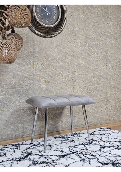 Krom Sivriltme Ayaklı 60 cm Puf Bench - Puf - Bench - Oturak - Mutfak Oturağı - Antre Oturağı Gri Renk 60 x 40 Boyut/ebat modelleri