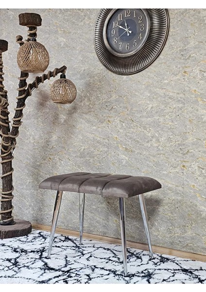 Krom Sivriltme Ayaklı 60 cm Puf Bench - Puf - Bench - Oturak - Mutfak Oturağı - Antre Oturağı Kahverengi Renk 60 x 40 Boyut/ebat