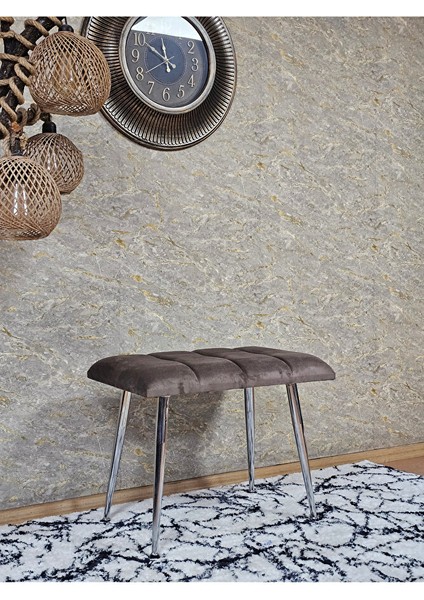 Krom Sivriltme Ayaklı 60 cm Puf Bench - Puf - Bench - Oturak - Mutfak Oturağı - Antre Oturağı Kahverengi Renk 60 x 40 Boyut/ebat modelleri