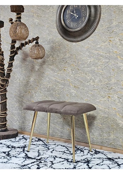Gold Sivriltme Ayaklı 60 cm Puf Bench - Puf - Bench - Oturak - Mutfak Oturağı - Antre Oturağı Kahverengi Renk 60 x 40 Boyut/ebat