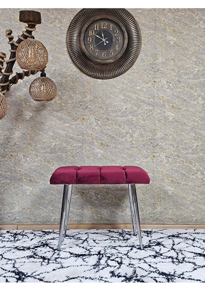 Krom Sivriltme Ayaklı 60 cm Puf Bench - Puf - Bench - Oturak - Mutfak Oturağı - Antre Oturağı Bordo Renk 60 x 40 Boyut/ebat fiyatları