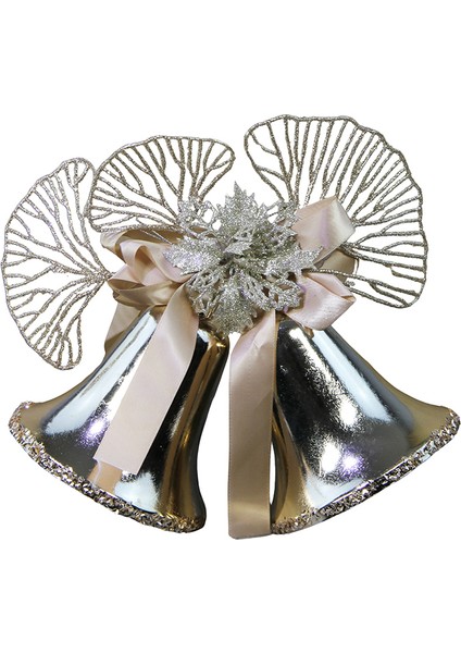 Yılbaşı Süsü Dantel Yaprak Detaylı Çan Şampanya 20 cm