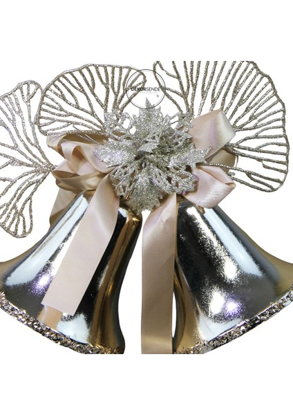 Yılbaşı Süsü Dantel Yaprak Detaylı Çan Şampanya 20 cm fiyatları