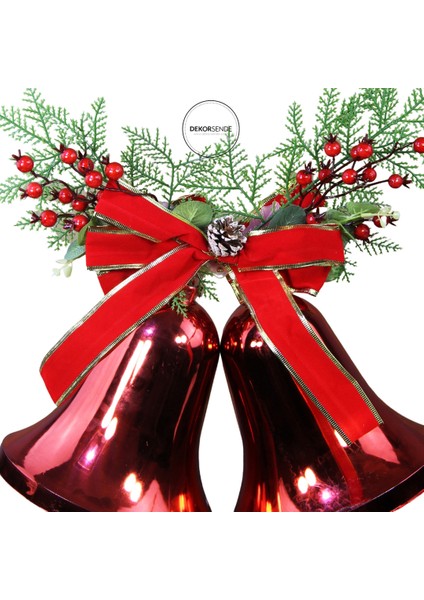 Yılbaşı Süsü Berryli Kozalaklı Çan Kırmızı 30 cm fiyatları