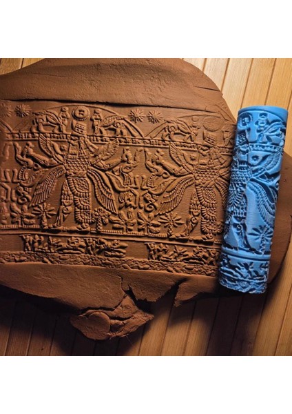 12 cm Asur Desen Oklavası Seramik & Polimer Kil Doku Rulosu Pastacılık Malzemesi