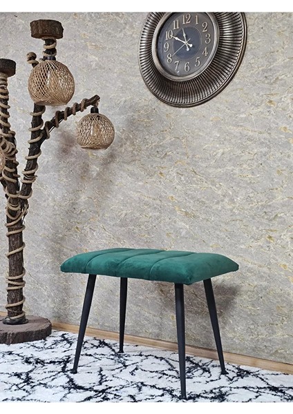 Siyah Sivriltmel Ayaklı 60 cm Puf Bench - Puf - Bench - Oturak - Mutfak Oturağı - Antre Oturağı Yeşil Renk 60 x 40 Boyut/ebat