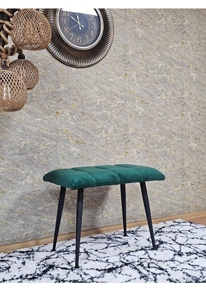 Siyah Sivriltmel Ayaklı 60 cm Puf Bench - Puf - Bench - Oturak - Mutfak Oturağı - Antre Oturağı Yeşil Renk 60 x 40 Boyut/ebat modelleri