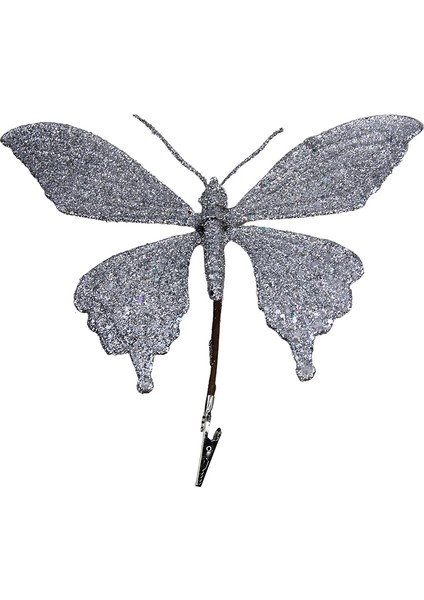 Mandallı Simli Kelebek Gümüş 15 cm