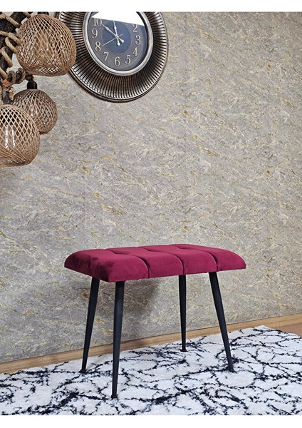 Siyah Sivriltmel Ayaklı 60 cm Puf Bench - Puf - Bench - Oturak - Mutfak Oturağı - Antre Oturağı Bordo Renk 60 x 40 Boyut/ebat modelleri