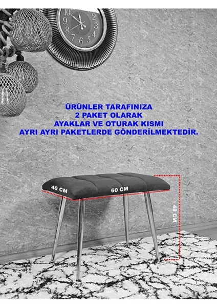 Siyah Sivriltmel Ayaklı 60 cm Puf Bench - Puf - Bench - Oturak - Mutfak Oturağı - Antre Oturağı Siyah Renk 60 x 40 Boyut/ebat indirimleri