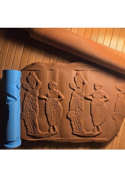 17 cm Yunan Seramik Doku Rulosu Polimer Kil Desen Oklavası