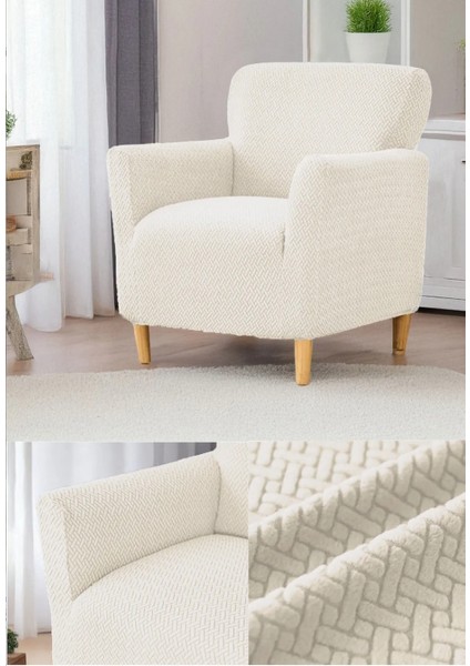 Jakarlı Tuğla Desen Koltuk Örtüsü Çekyat Kanepe Kılıfı, Berjer Kılıfı Lastikli Kayma Yapmayan Tekli