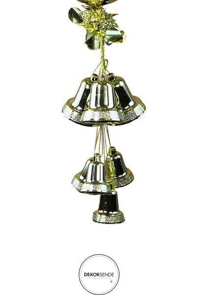 Yılbaşı Süsü Kurdeleli Çıngıraklı Çan Altın Bordo 40 cm modelleri