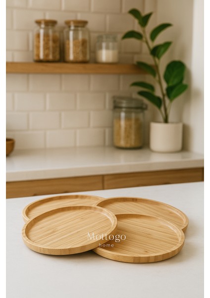 4 Adet Bambu Yuvarlak Sunum Tabağı 30 cm fiyatları
