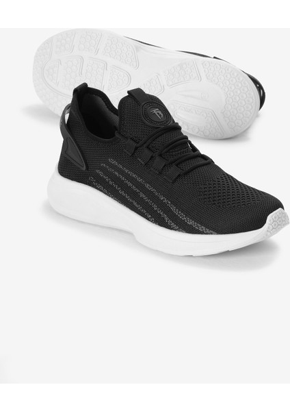 Unisex Siyah Beyaz Termo Taban Şerit Detaylı Bağcıklı Triko Spor Ayakkabı fırsatları